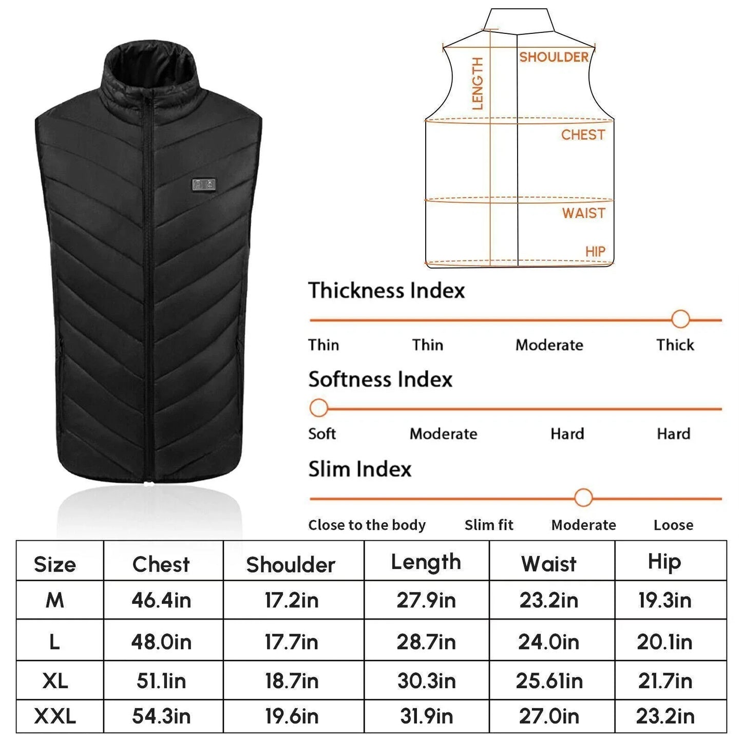 Heated Vest 9 Heating Zones with 10000Mah Battery Pack Electric Heating Vest US