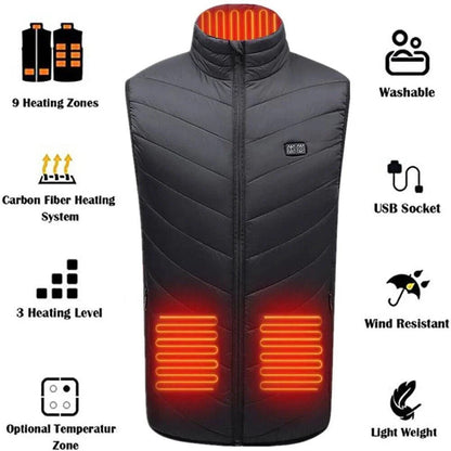 Heated Vest 9 Heating Zones with 10000Mah Battery Pack Electric Heating Vest US